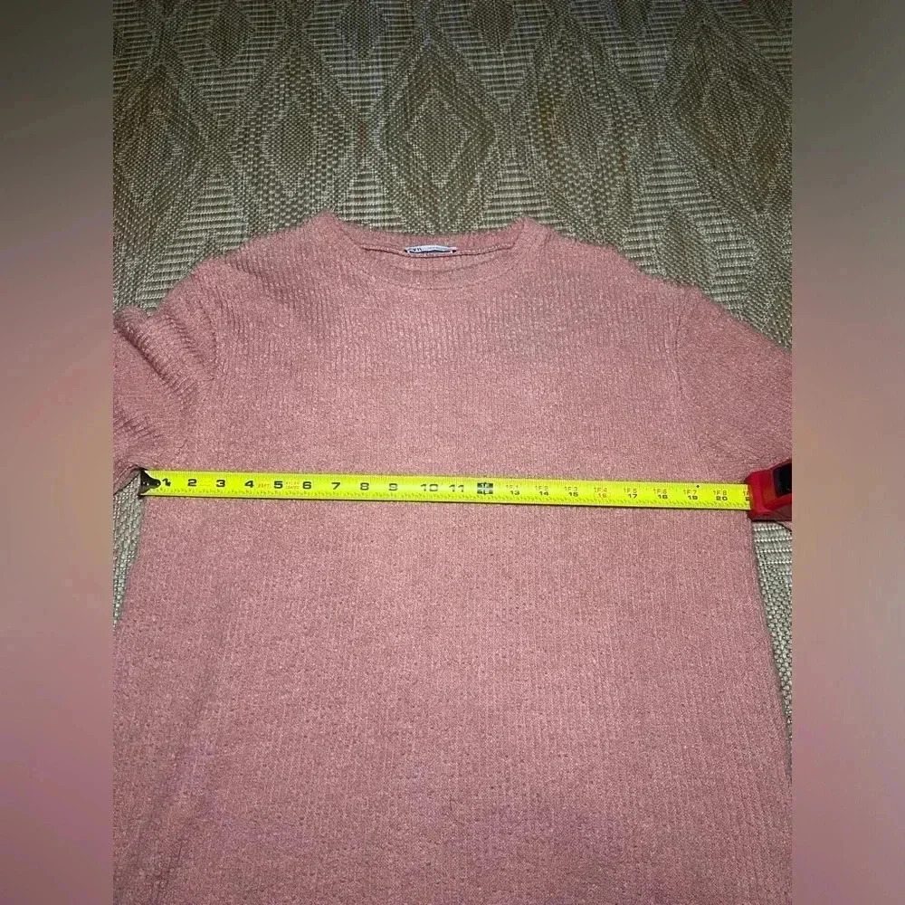 Zara Dusty Rose Short Sleeve Crewneck Sweater - Picture 6 of 7